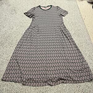Boden Lucinda Midi Jersey Dress 16 Leaf Print Pink Green Preppy Casual Summer